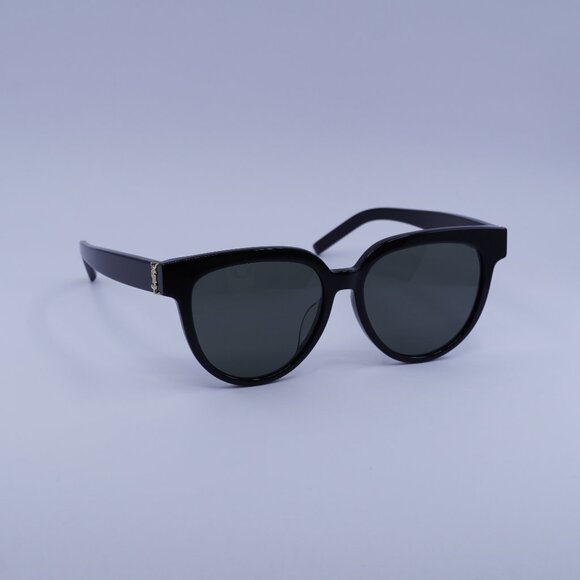 Saint Laurent SL M28/F 003 Sunglasses Black Geometric Frame, Grey Lenses - Picture 1 of 10